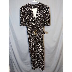 Vintage 80s floral belted dress